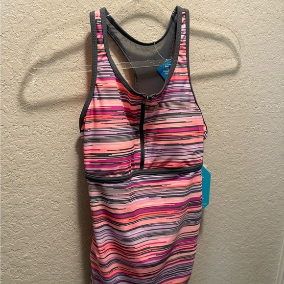 FREE COUNTRY WOMEN'S  ZIP UP RACERBACK  TANKINI  SWIMSUIT  TOP SZ Small - Picture 1 of 6